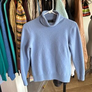 Blue Cashmere and Merino Wool turtleneck sweater